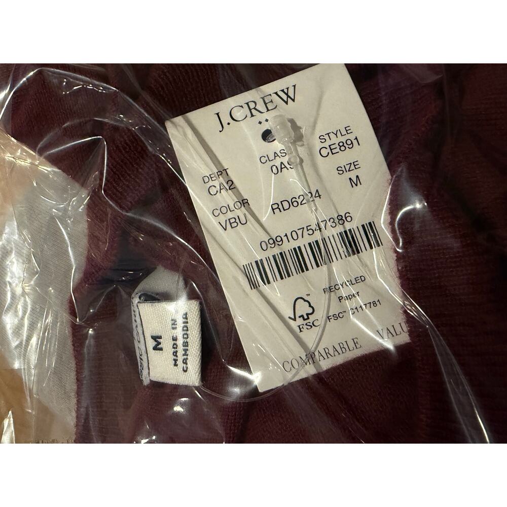 J.Crew Classic Burgundy Cardigan Sweater Jeweled Buttons Size Medium NWT - Picture 7 of 7